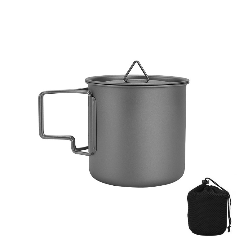 Camping Cooking Cup - كوب تخييم من التيتانيوم بمقبض قابل