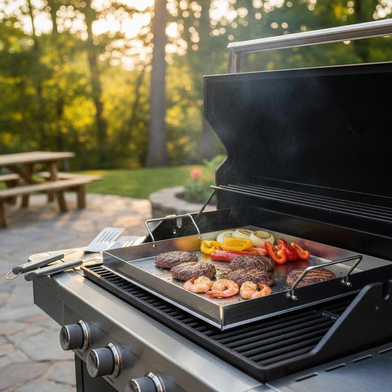Camping Cooking Meat - شواية مسطحة عالمية مقاس 18x16 بوصة