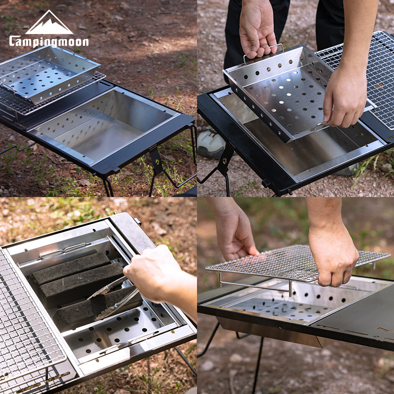 Camping Cooking Table With Windshield - CAMPINGMOON UG-1 IGT شواية كربون يندبروف