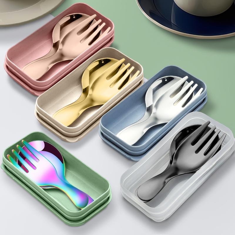 Camping Cooking And Eating Set - الفولاذ المقاوم للصدأ المحمولة ملعقة شوكة