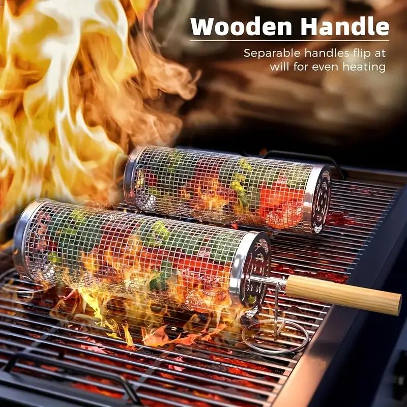 Camping Cooking Meat - سلة شواء من الفولاذ المقاوم للصدأ،