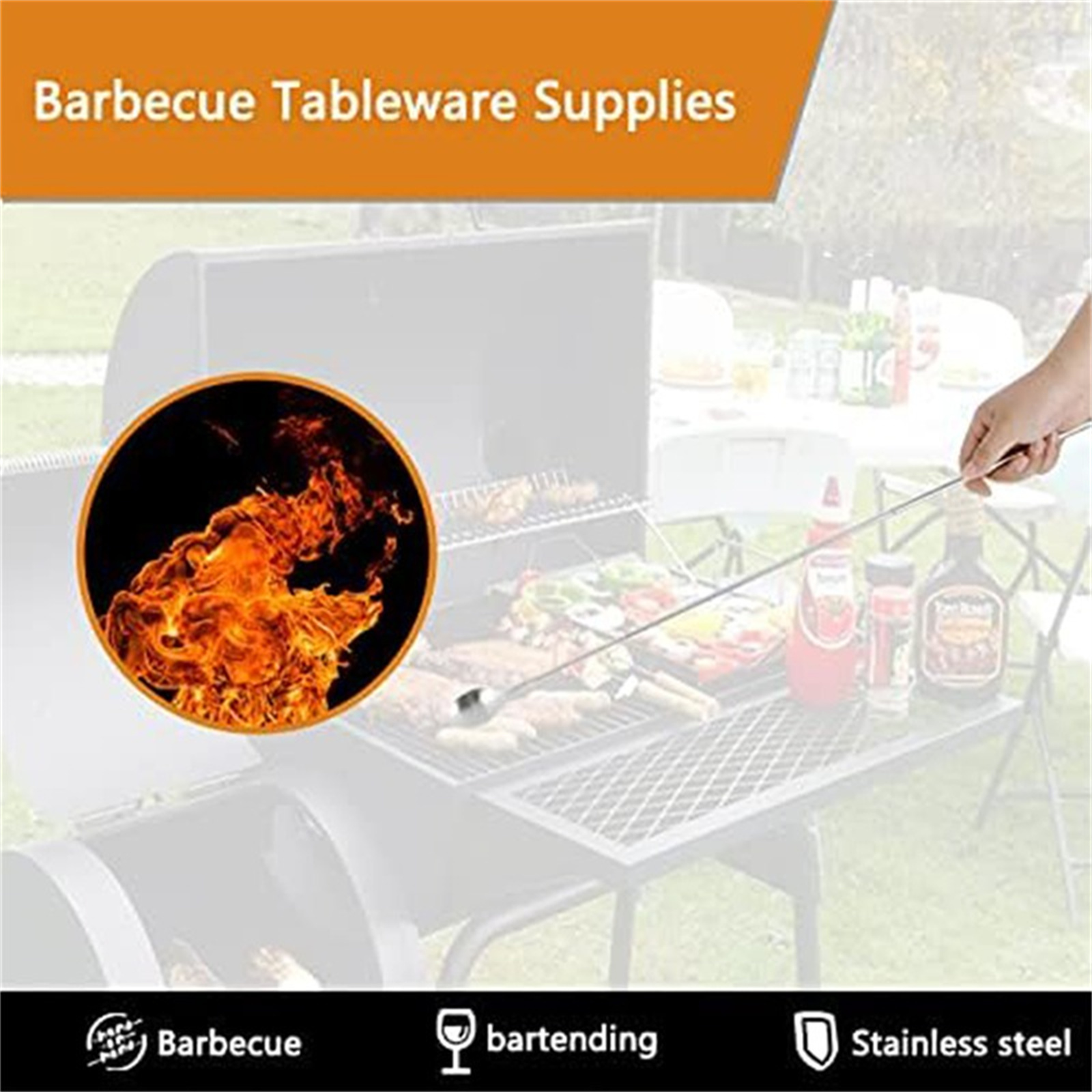 Camping Cooking Kitchen Set - أدوات شواء تلسكوبية قابلة للسحب، شوكة