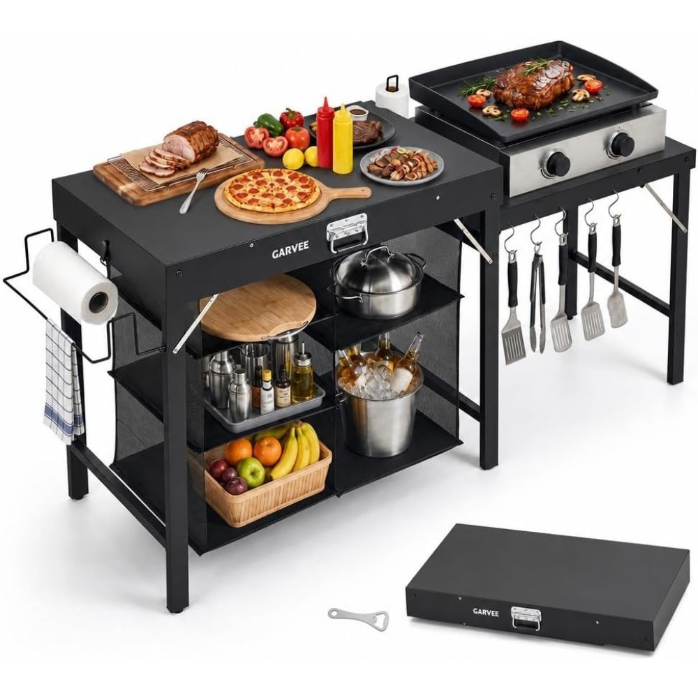 Camping Cooking Table Foldable - طاولة شواء معدنية قابلة للطي مع