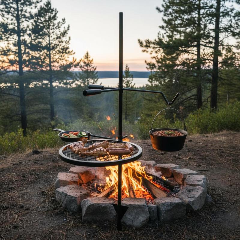 Camping Cooking Grate - شبكة طهي دوارة مقاس 24×24 بوصة