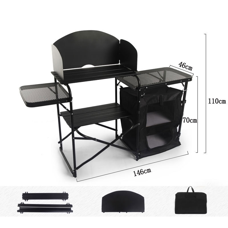 Camping Cooking Table With Windshield - طاولة مطبخ محمولة قابلة للطي للاستخدام