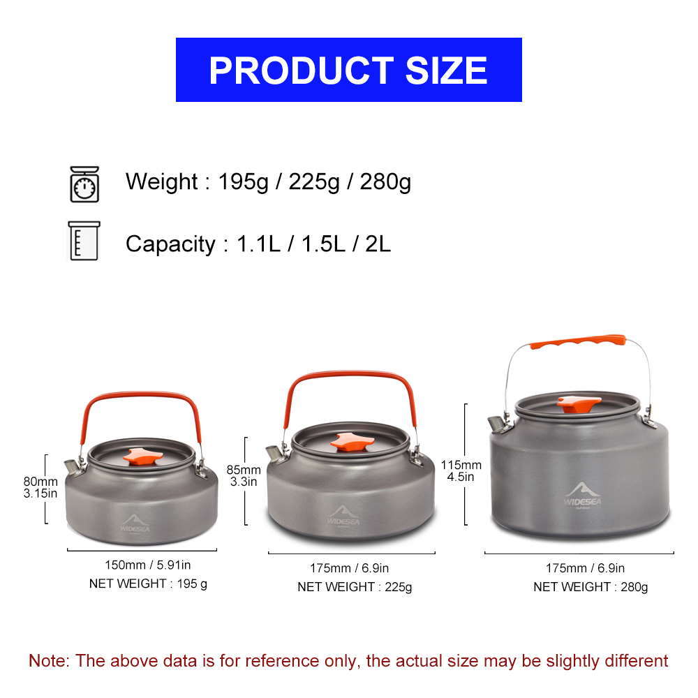 Widesea 1.1L 2L1.5L التخييم غل - مراجعة Camping Cooking Pot Set وسعره