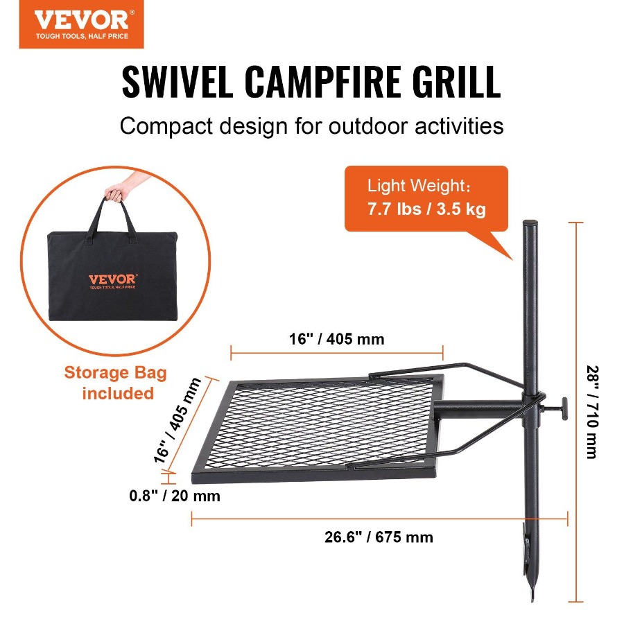 شواية دوارة للتخييم من الفولاذ - مراجعة Camping Cooking Grate وسعره