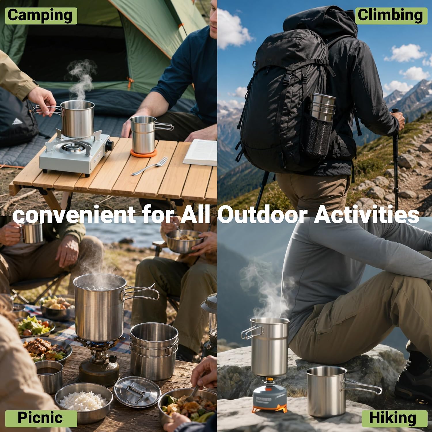 أكواب قابلة للطي للتخييم، أوان - مراجعة Camping Cooking Meat وسعره