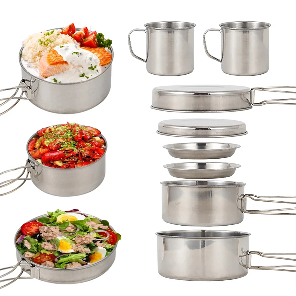 8 قطعة/المجموعة التخييم تجهيزا - مراجعة Camping Cooking Cup وسعره