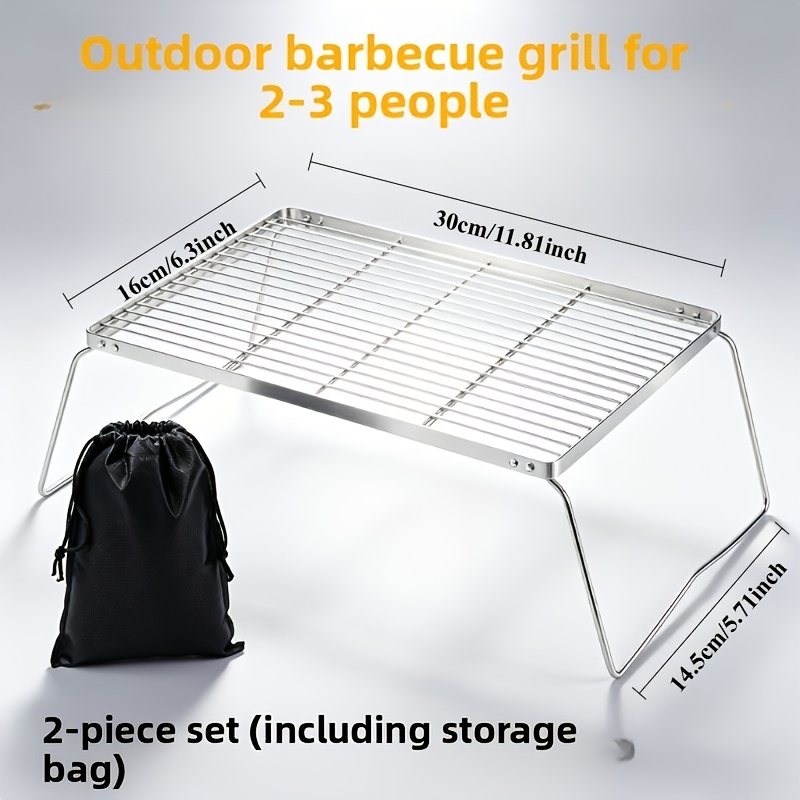 حامل نار قابل للطي من الستانلس - مراجعة Camping Cooking Meat وسعره