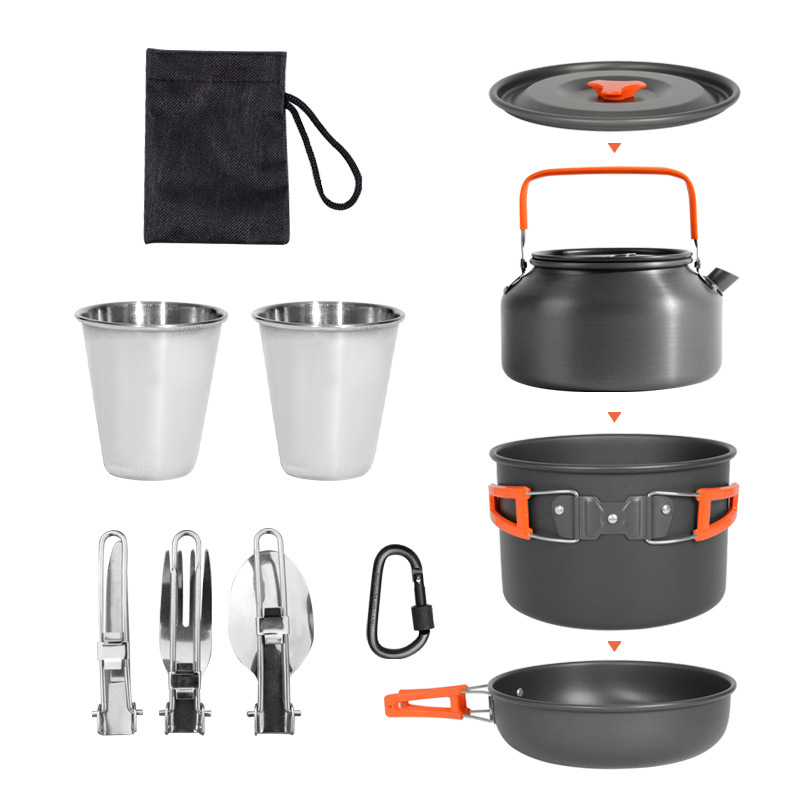 طقم طهي خارجي كبير السعة DS-30 - مراجعة Camping Cooking Set Ds 308 وسعره