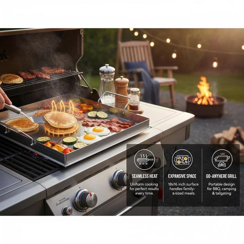 شواية مسطحة عالمية مقاس 18x16  - مراجعة Camping Cooking Meat وسعره