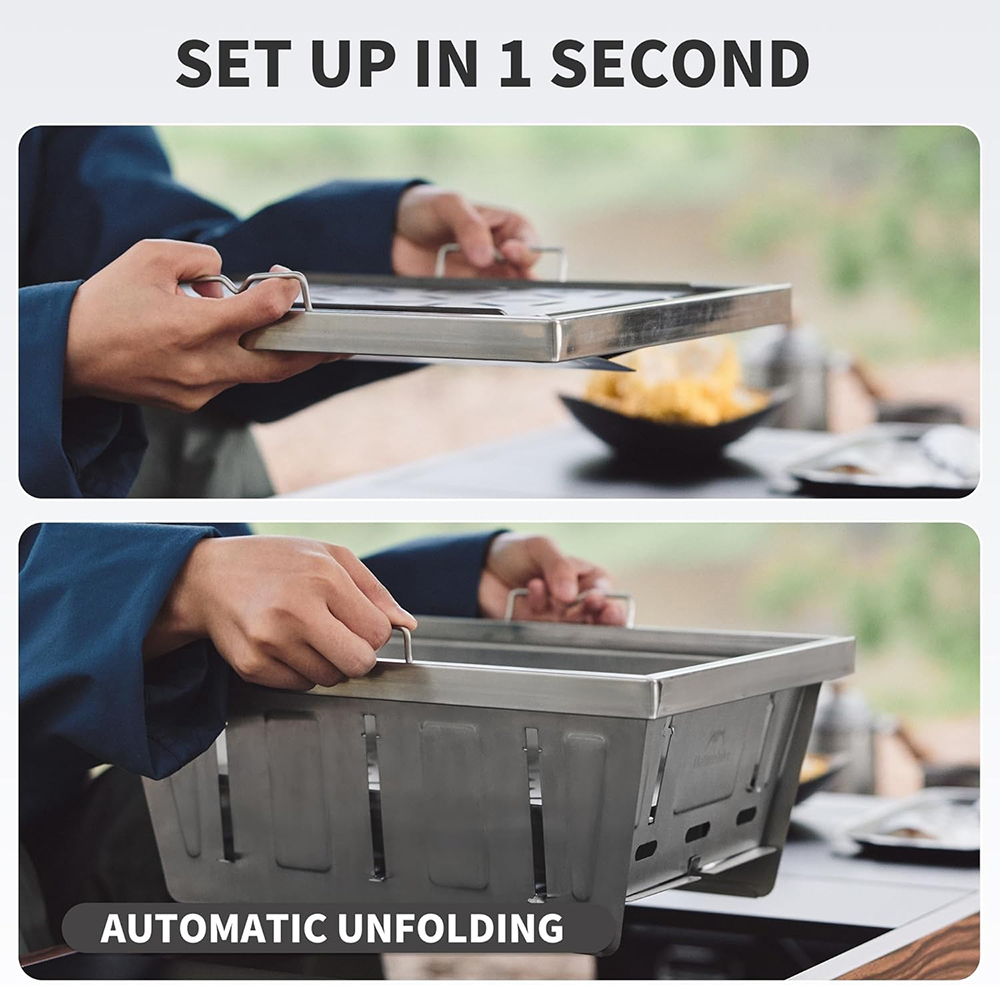 Naturehike التخييم شواية الفحم - مراجعة Camping Cooking Table With Windshield وسعره