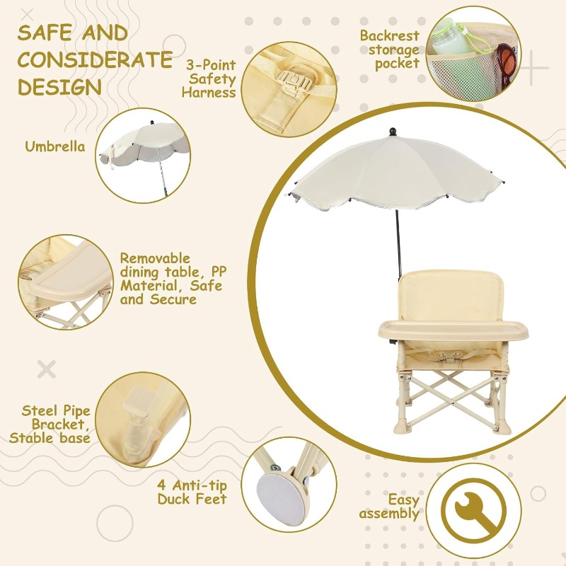كرسي شاطئ للأطفال مع مظلة ومسن - مراجعة Camping Cooking Table Foldable وسعره