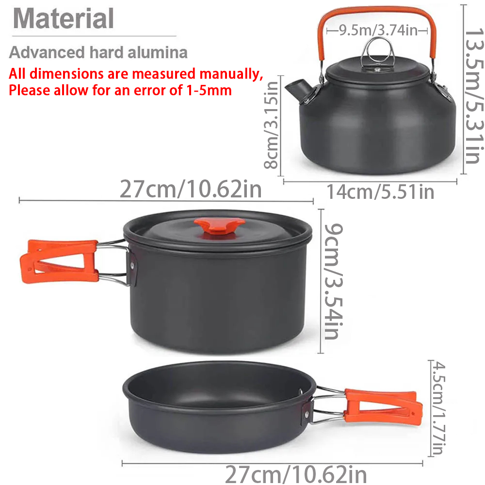 1 قطعة/1 مجموعة التخييم تجهيزا - مراجعة Camping Cooking Pot Set وسعره