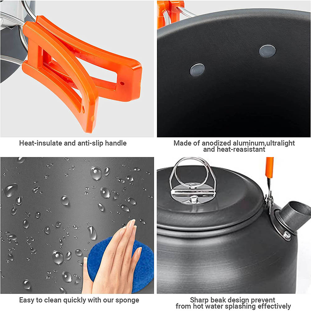 1 قطعة/1 مجموعة التخييم تجهيزا - مراجعة Camping Cooking Pot Set وسعره