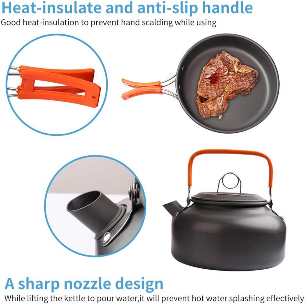 1 قطعة/1 مجموعة التخييم تجهيزا - مراجعة Camping Cooking Pot Set وسعره