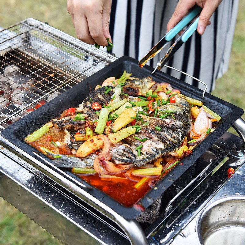 مقلاة شواء مربعة سميكة للاستخد - مراجعة Camping Cooking Meat وسعره