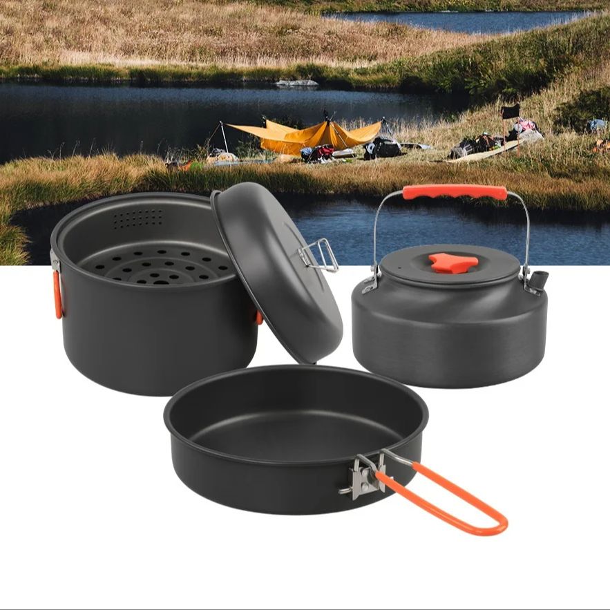 مجموعة أدوات طهي خارجية ، وعاء - مراجعة Camping Cooking Pot Set وسعره