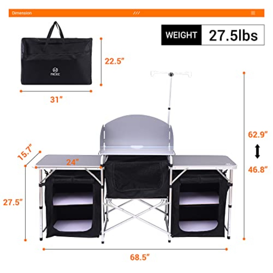 طاولة مطبخ للتخييم، طاولة طهي  - مراجعة Camping Cooking Table With Windshield وسعره