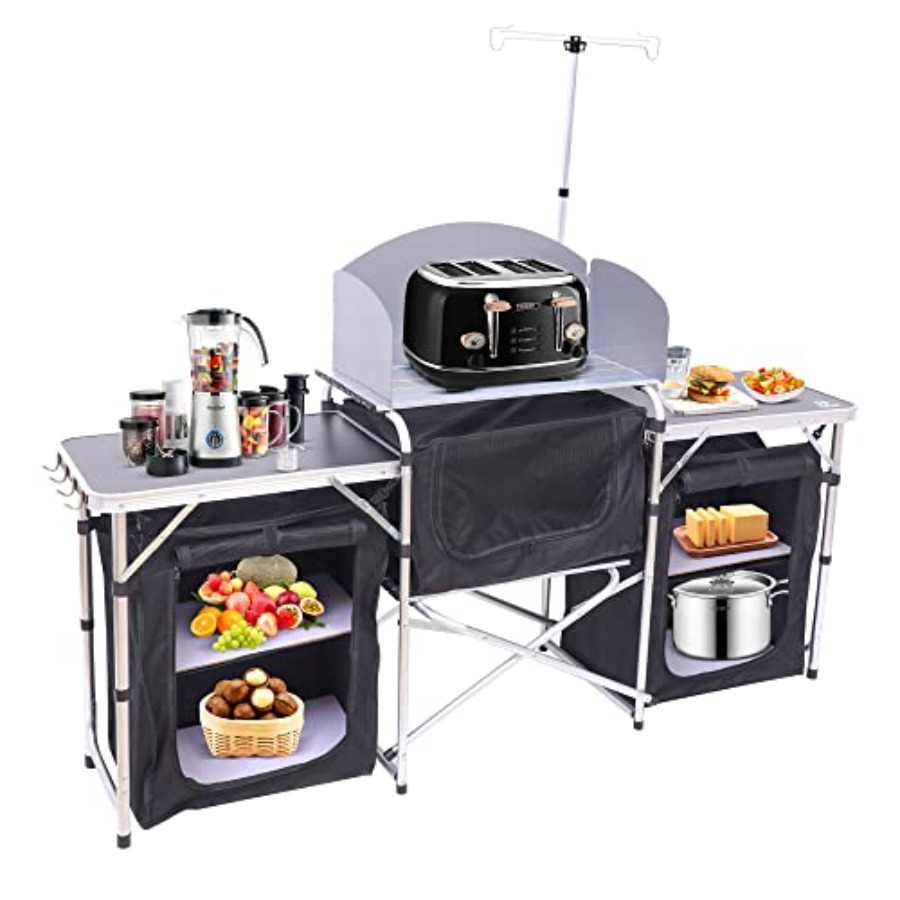 طاولة مطبخ للتخييم، طاولة طهي  - مراجعة Camping Cooking Table With Windshield وسعره