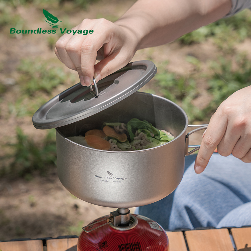 وعاء تخييم من التيتانيوم بدون  - مراجعة Camping Cooking Pot Set وسعره