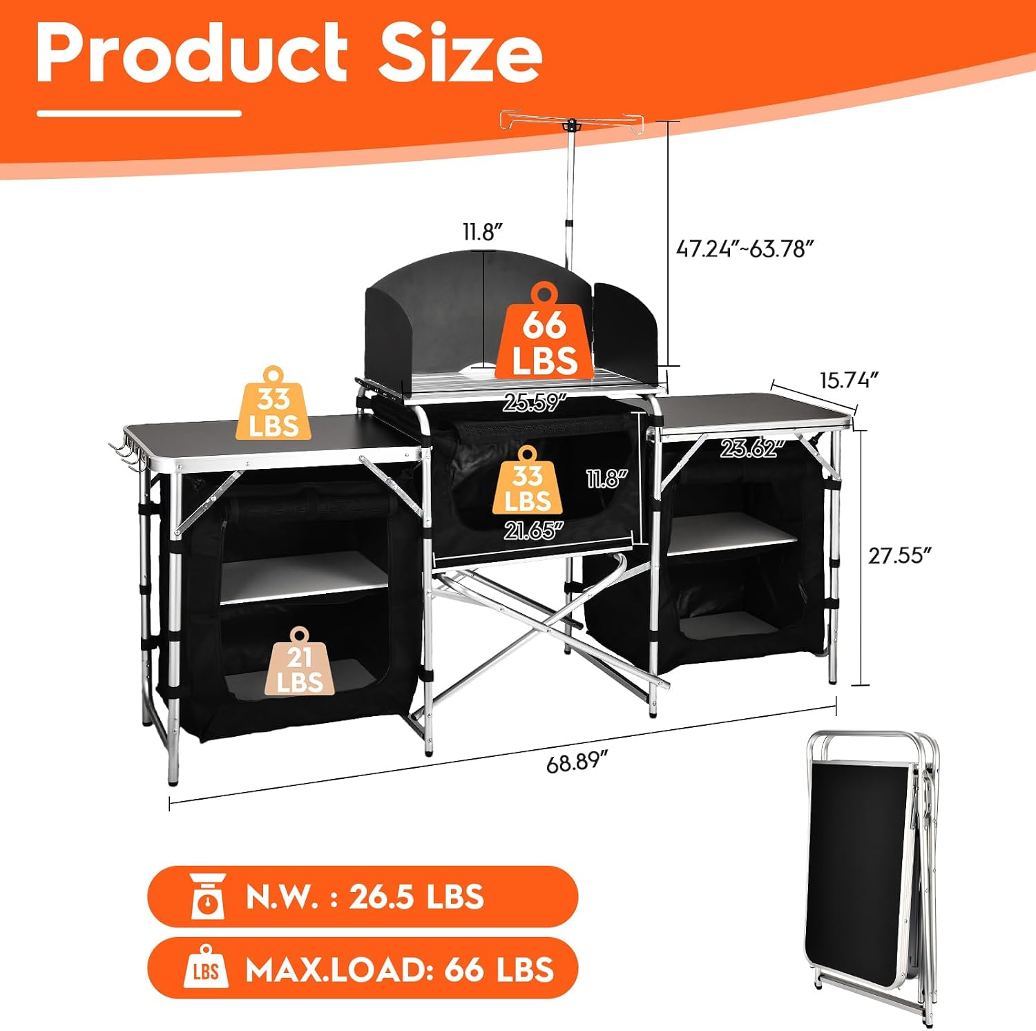 طاولة مطبخ قابلة للطي للتخييم  - مراجعة Camping Cooking Table With Windshield وسعره