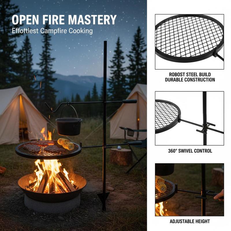 شبكة طهي دوارة مقاس 24×24 بوصة - مراجعة Camping Cooking Grate وسعره