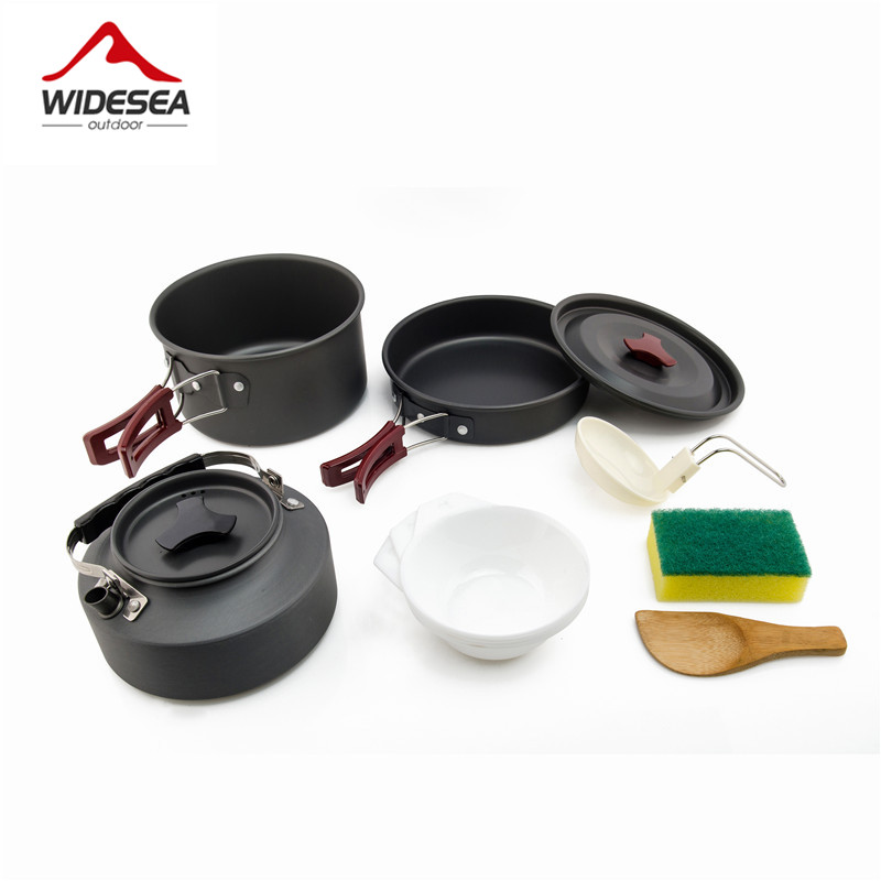 Widesea التخييم طقم حلل استانل - مراجعة Camping Cooking And Eating Set وسعره