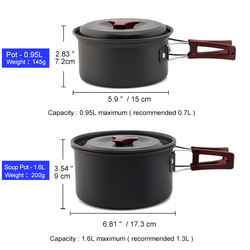 Widesea التخييم طقم حلل استانل - مراجعة Camping Cooking And Eating Set وسعره