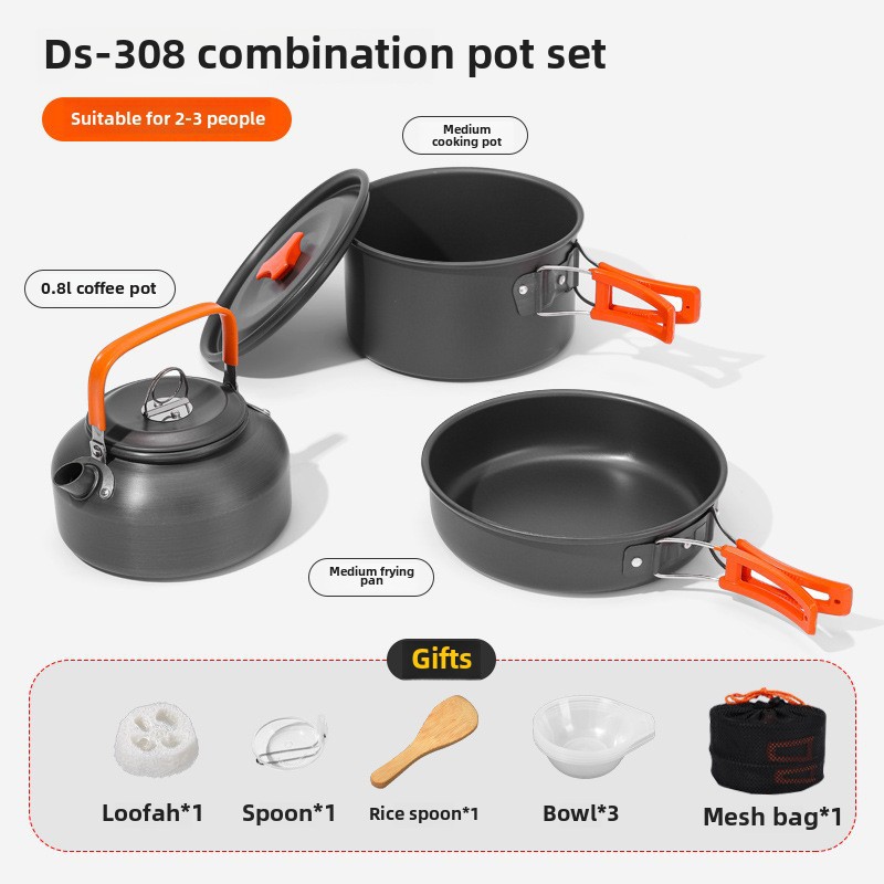 مجموعة أواني طهي للتخييم في ال - مراجعة Camping Cooking Set 2 Person وسعره
