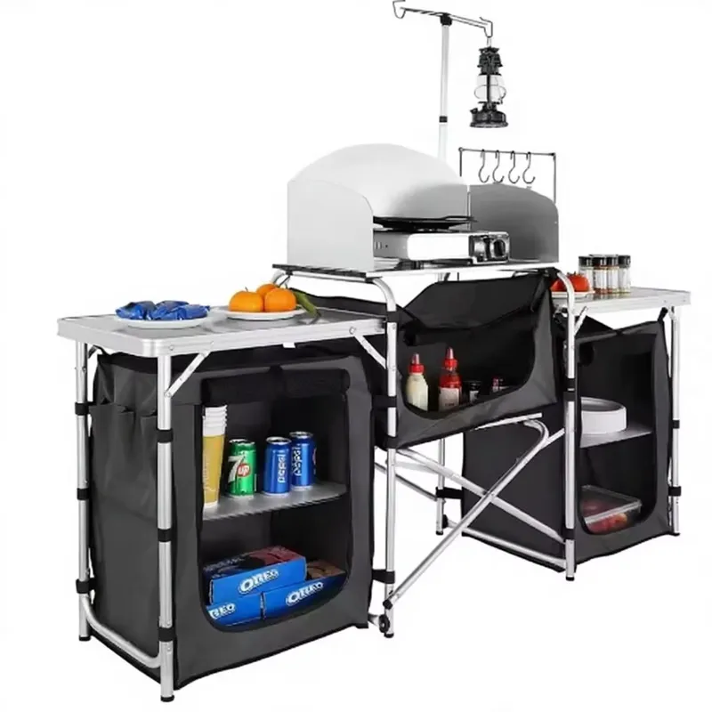 طاولة طهي خارجية كبيرة من الأل - مراجعة Camping Cooking Table With Windshield وسعره