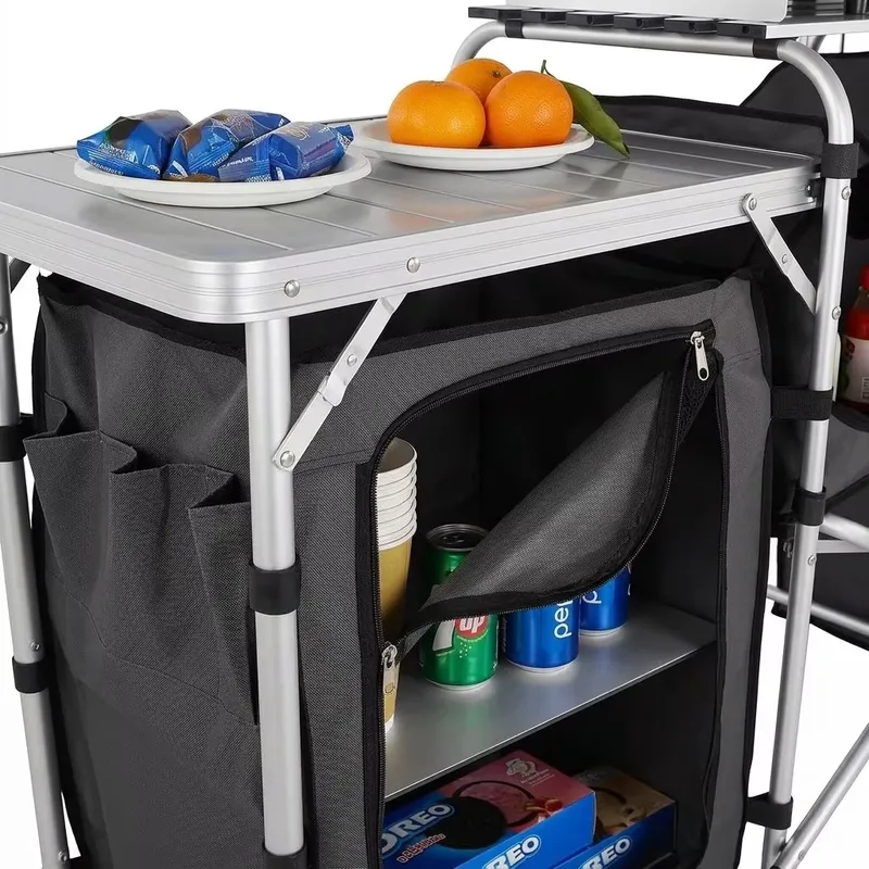 طاولة طهي خارجية كبيرة من الأل - مراجعة Camping Cooking Table With Windshield وسعره