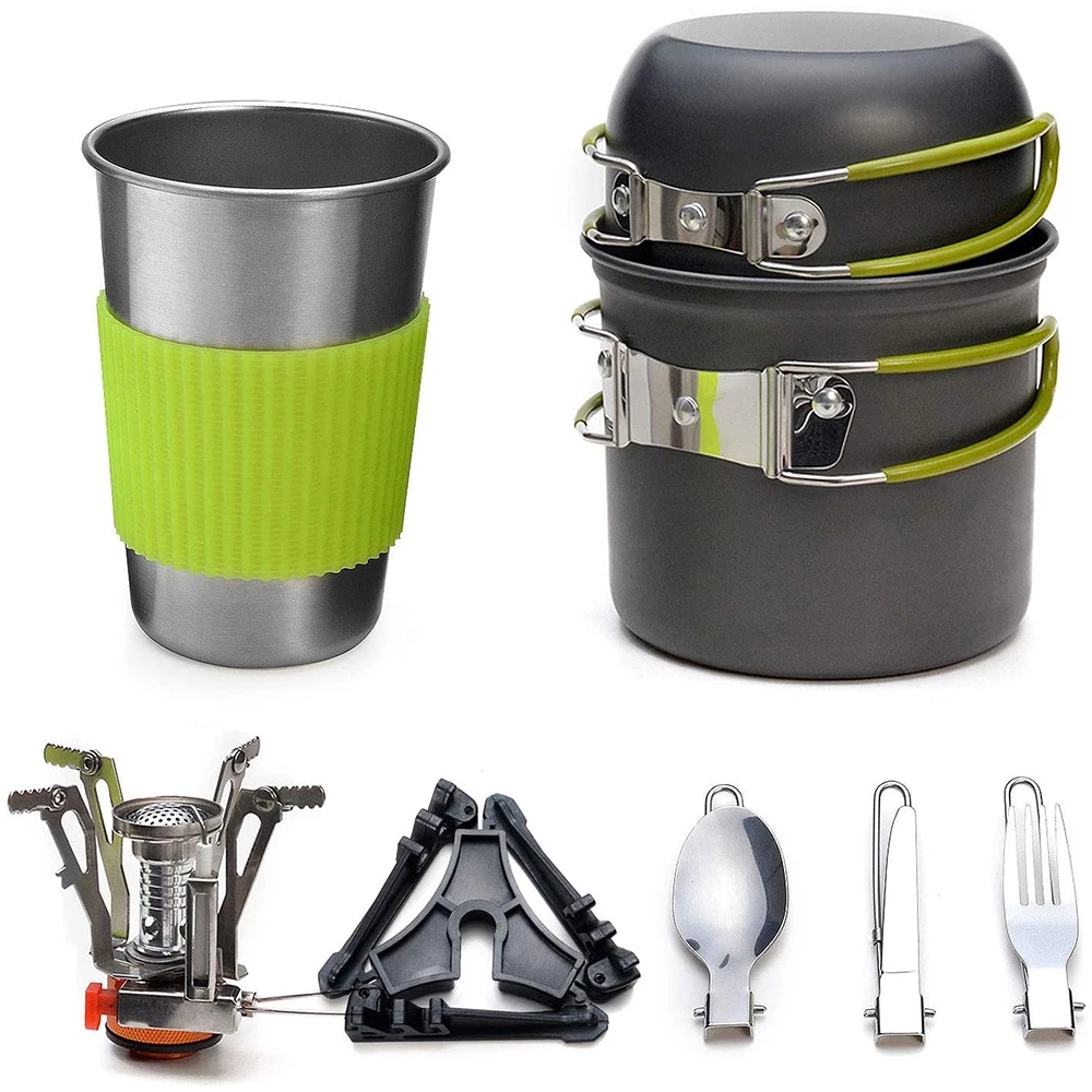 طقم أواني طهي للتخييم مع موقد  - مراجعة Camping Cooking Pot Set وسعره