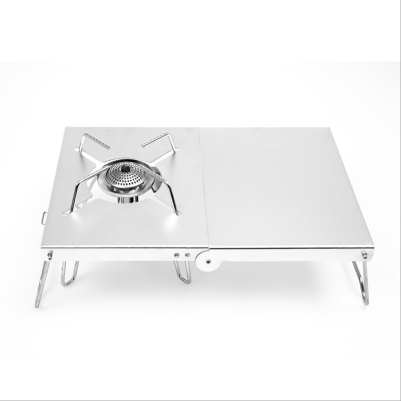 حامل موقد للتخييم مع درع حراري - مراجعة Camping Cooking Table With Windshield وسعره