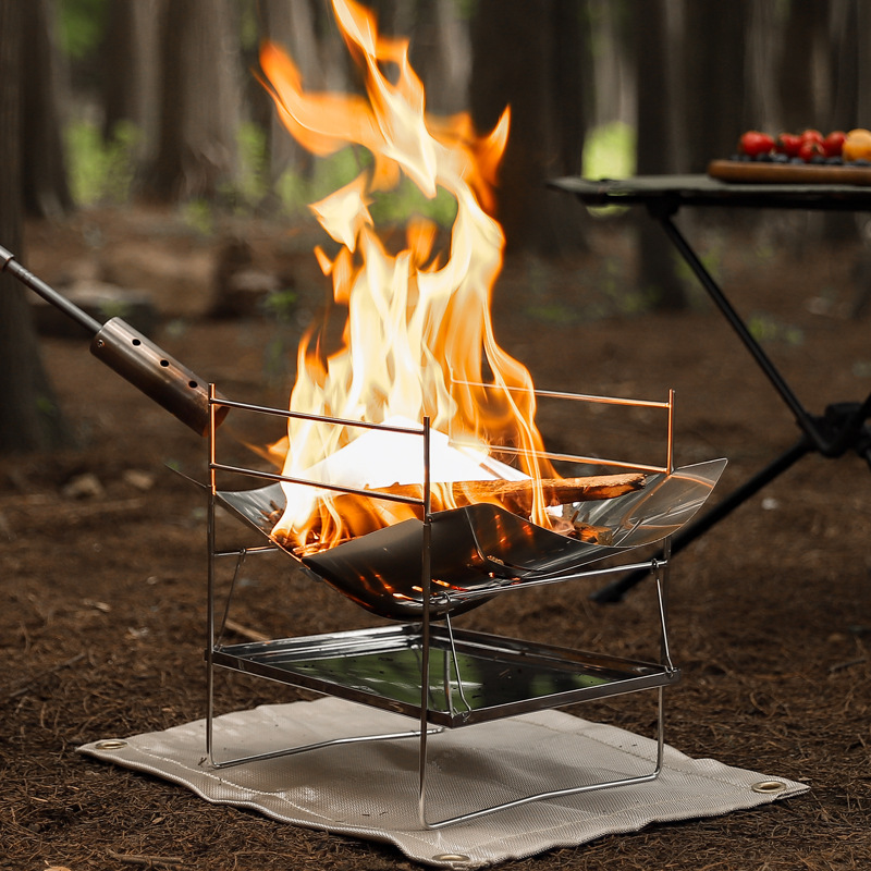 حرق الخشب موقد للتخييم المحمول - مراجعة Camping Cooking Grate وسعره